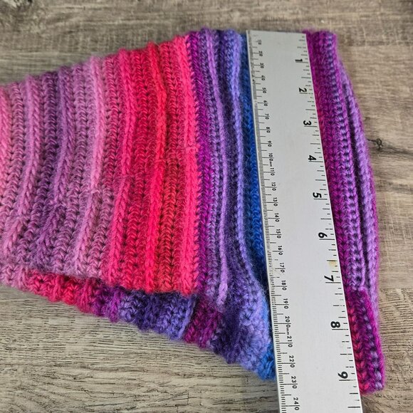 Handmade FaeFoolery Wool Crochet Cosplay Hat Cap Pink Purple Rainbow Stripes NEW - Picture 7 of 8
